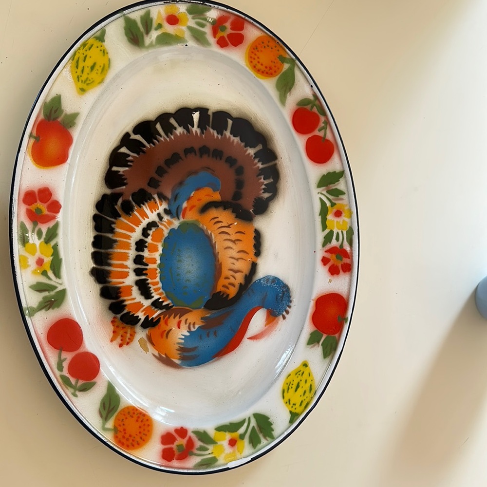 Vintage 60’s enamel wear turkey platter